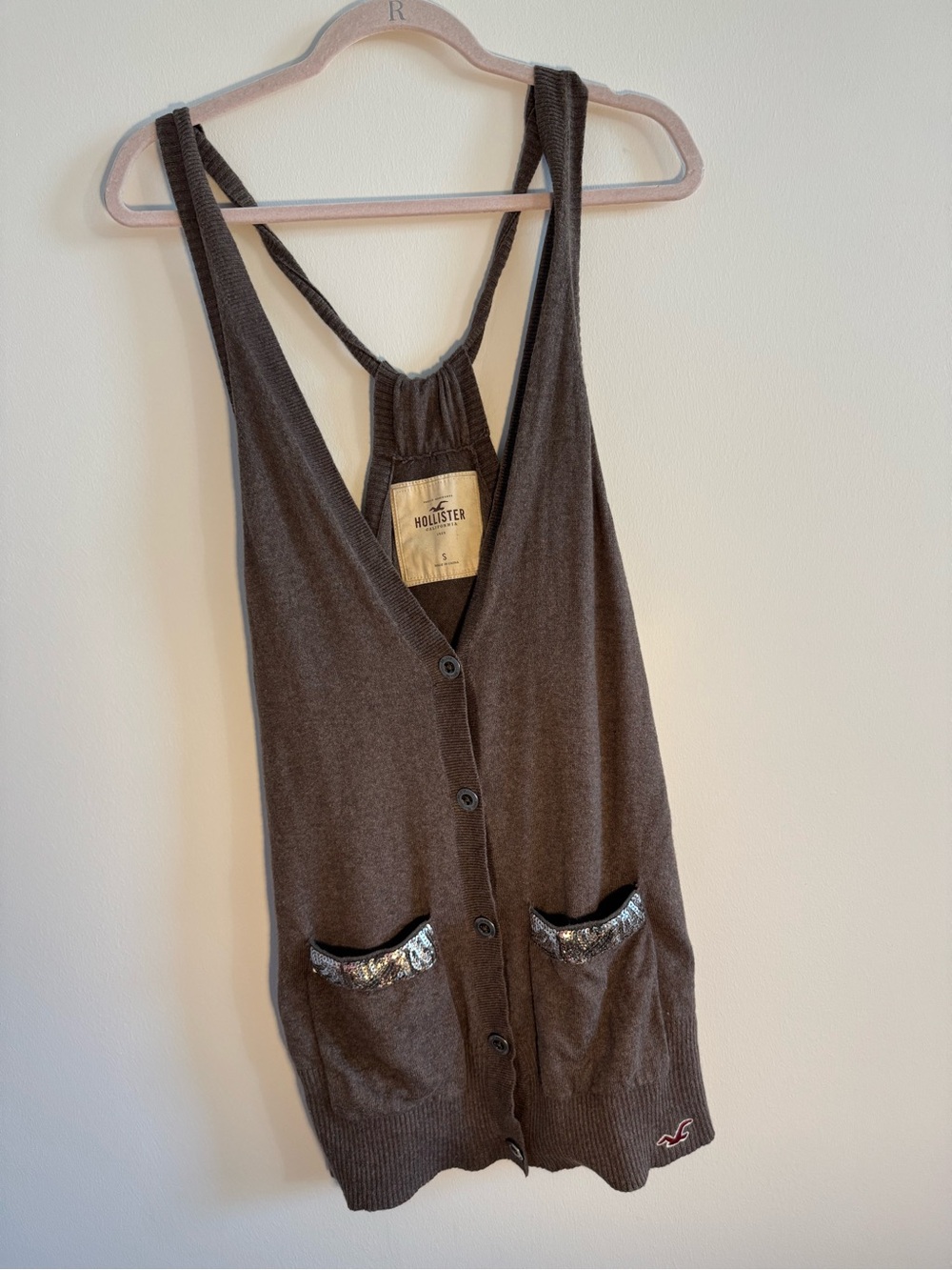 Hollister Brown Button-Front Knit Tank Top